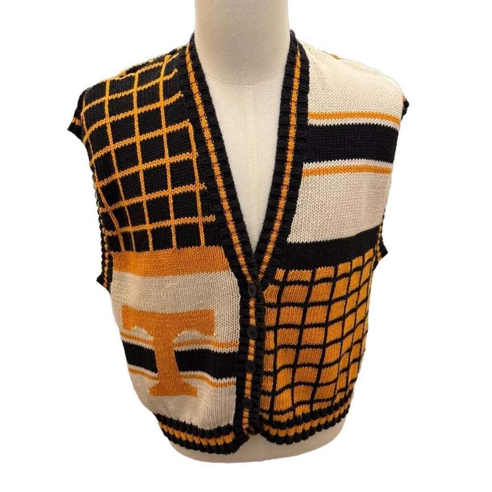 Vintage University of Tennessee Vols Knit Sweater Vest, Patchwork Style, Size XL